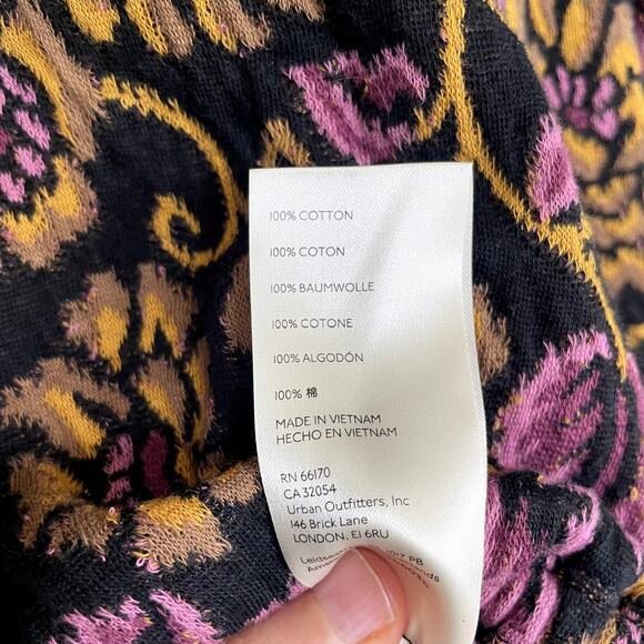 Free People No Ordinary Top Floral Cropped Puff Sleeve Sweater Size Small - Picture 9 of 9